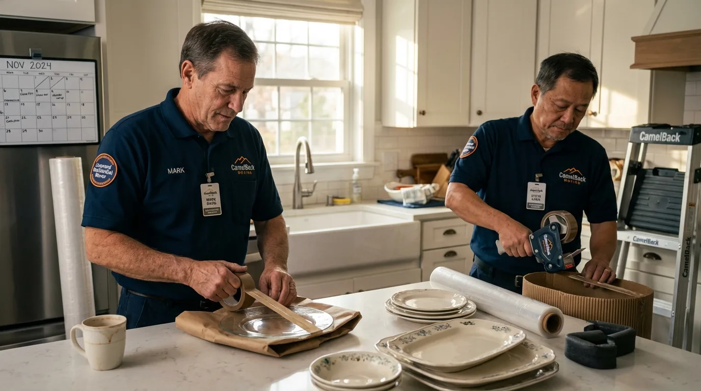 Professional crew packing kitchen dishware in Meyersdale, PA